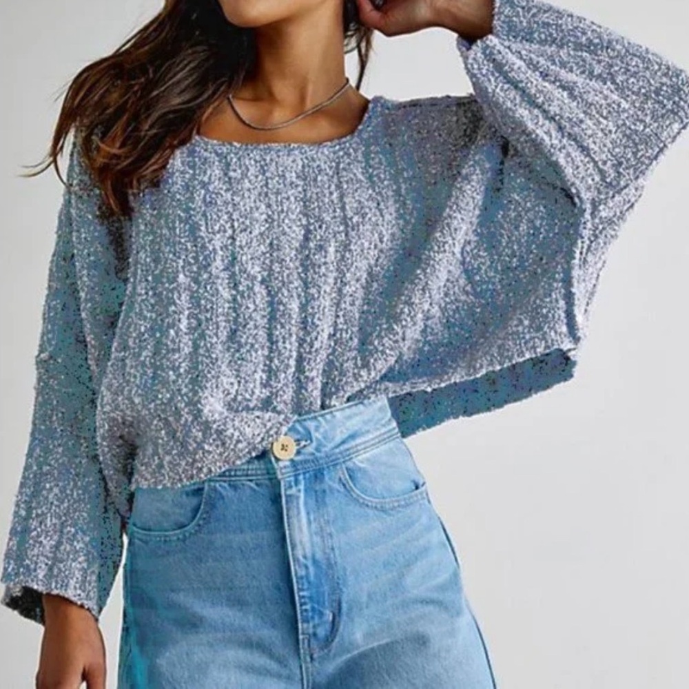 Free People Good Day Textured Knit Crop Sweater